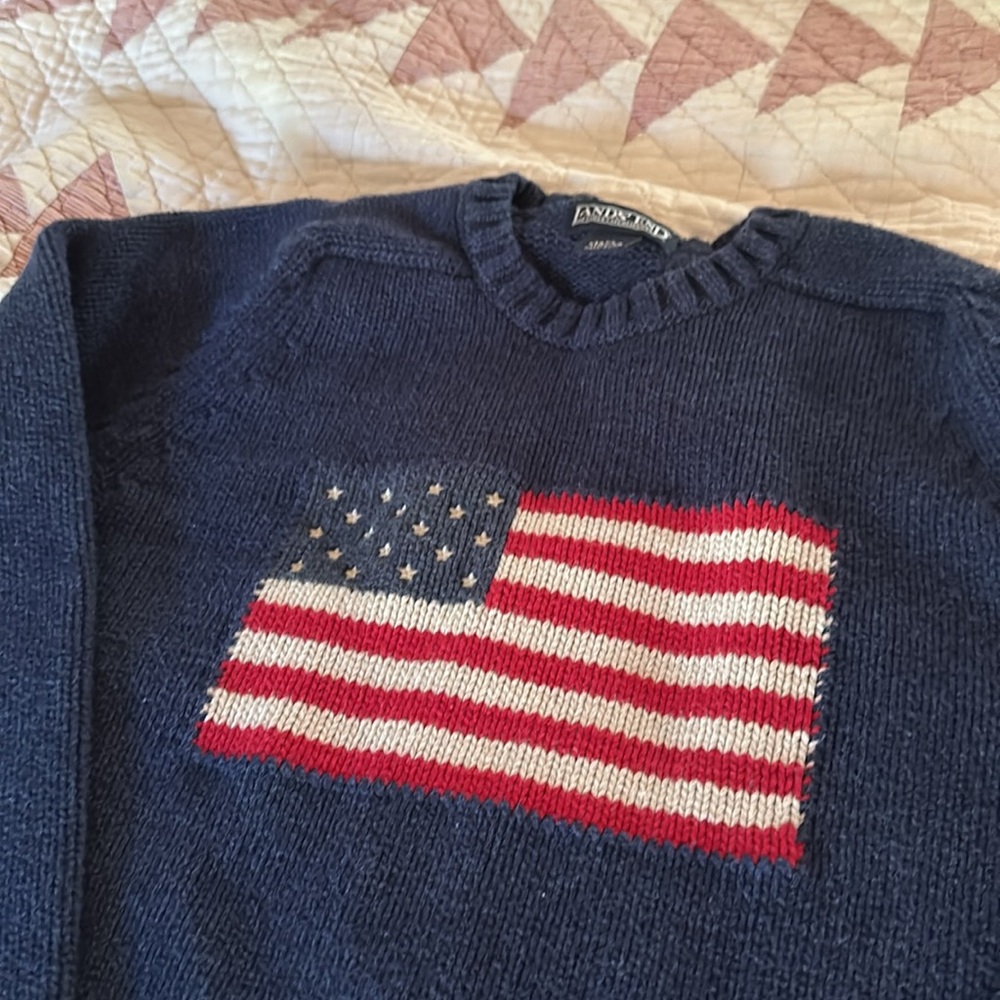 Land’s End Navy Flag Sweater 🇺🇸